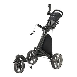 Experience Effortless Golfing with KVV's 3-Wheel Push Cart: Easy Open, Close, and Umbrella Included