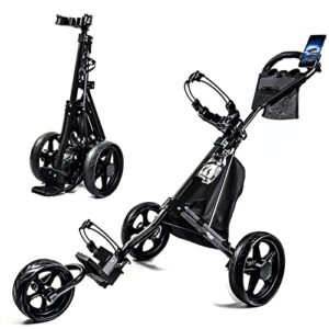 LTY Golf Push Cart: Lightweight, Foldable, with Foot Brake, Phone Holder, Waterproof Cooler - Enhance Your Golfing Experience